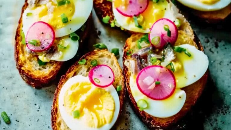 Dinner-Ready Egg Crostini with Radish & Anchovies 2 Dinner-Ready Egg Crostini with Radish & Anchovies - Egg Crostini with Radish Anchovies midia