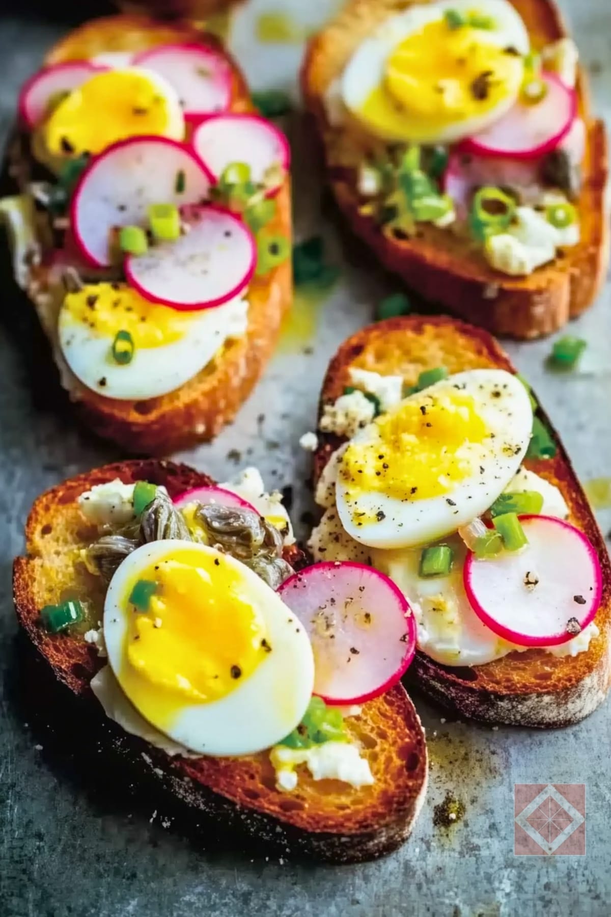 16 Egg Recipes That Prove Breakfast for Dinner Is Always a Good Idea 17 16 Egg Recipes That Prove Breakfast for Dinner Is Always a Good Idea - Egg Crostini with Radish Anchovies pin 1 midia