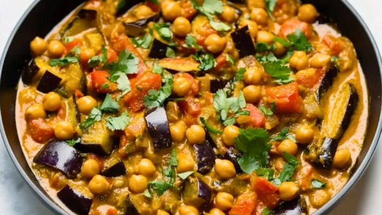 Curried Chickpeas with Roasted Eggplant and Fresh Herbs for Dinner 1 Curried Chickpeas with Roasted Eggplant and Fresh Herbs for Dinner - Eggplant Chickpeas midia