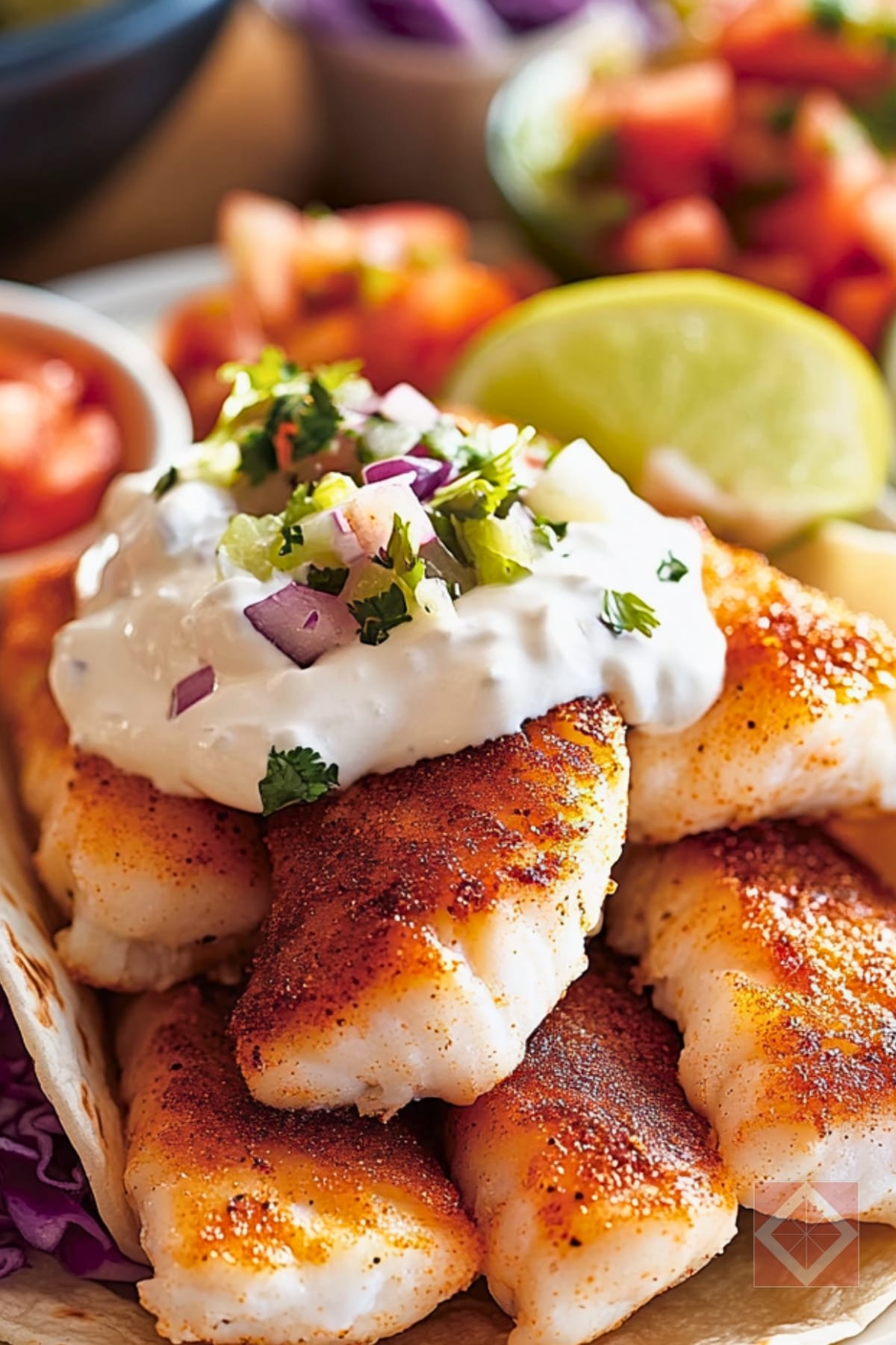 Easy Fish Tacos with Creamy Sriracha Lime Sauce 3 Easy Fish Tacos with Creamy Sriracha Lime Sauce - Famous Fish Tacos pin 1 midia