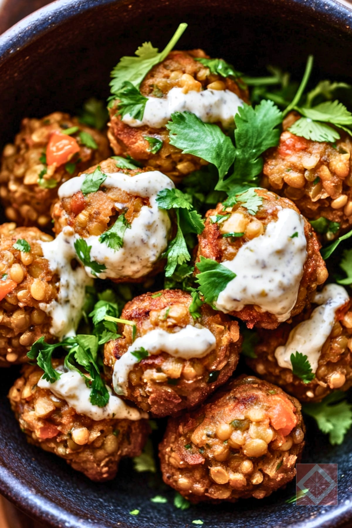 Tahini-Drizzled Farro-Lentil Balls for a Healthy Dinner 3 Tahini-Drizzled Farro-Lentil Balls for a Healthy Dinner - Farro Lentil Balls pin 2 midia