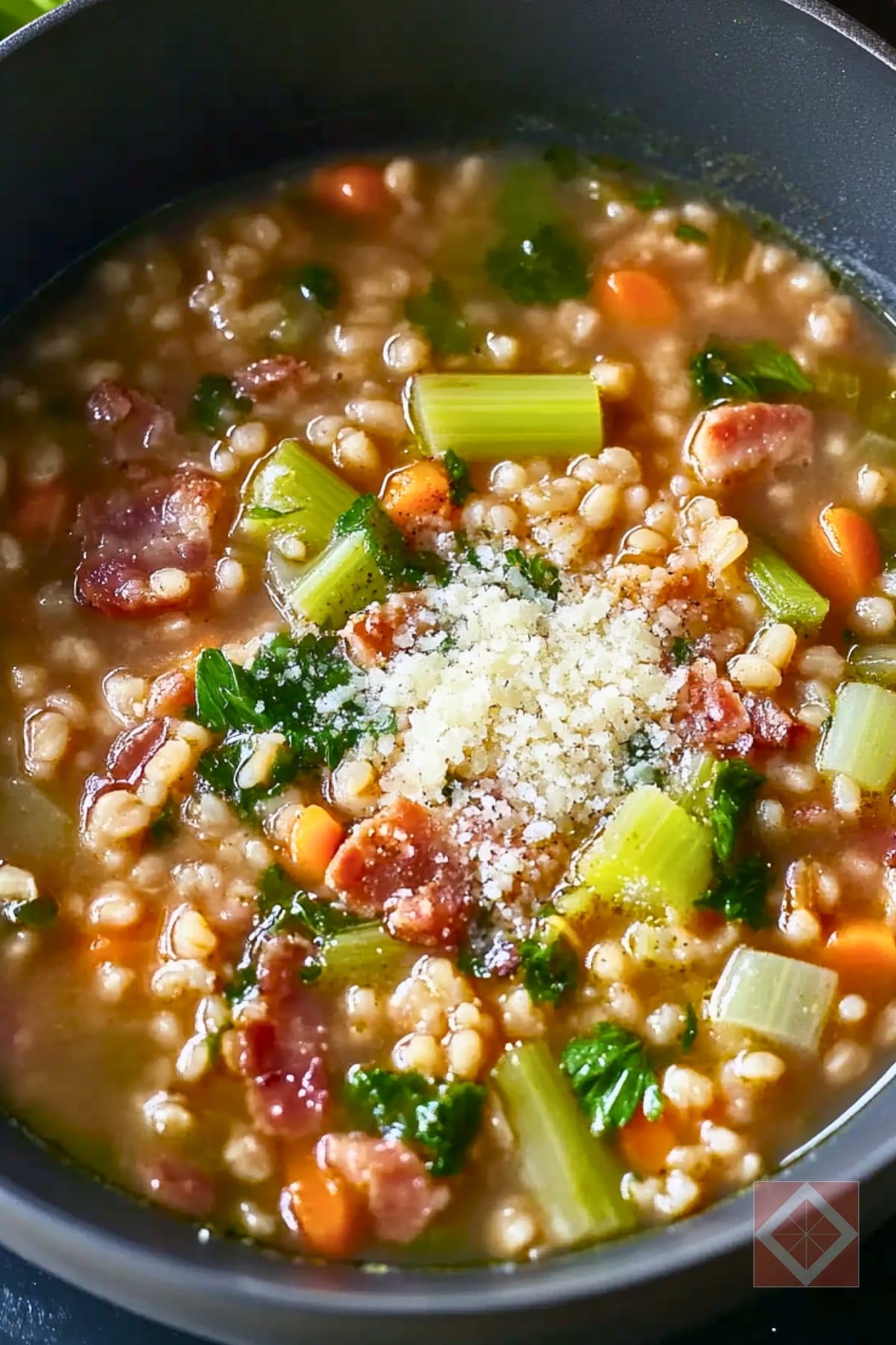 8 One Pot Instant Pot Soup Recipes That Practically Cook Themselves 9 8 One Pot Instant Pot Soup Recipes That Practically Cook Themselves - Farro and Leek Soup pin 1 midia