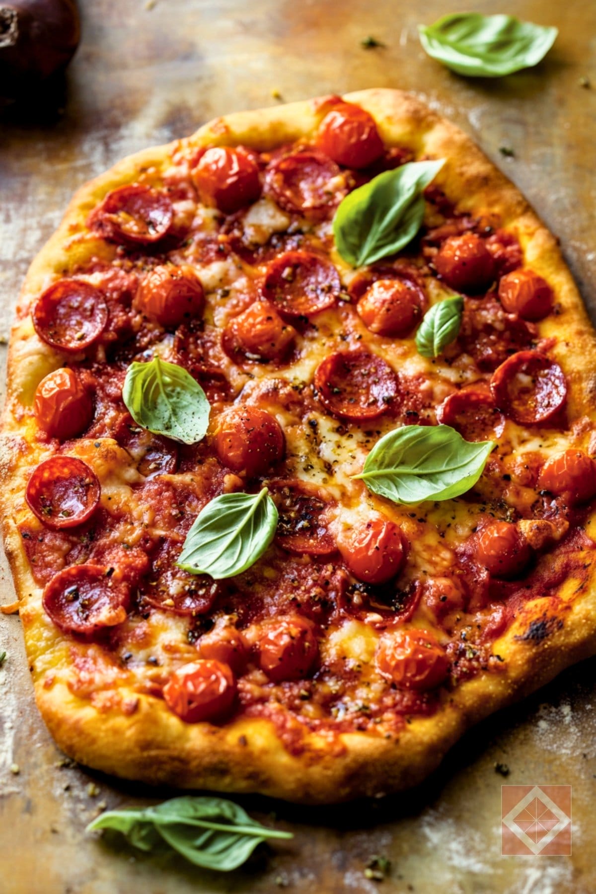 Easy Fresh Garden Pizza with Pepperoni & Cherry Tomatoes 4 Easy Fresh Garden Pizza with Pepperoni & Cherry Tomatoes - Garden Pizza pin 2 midia