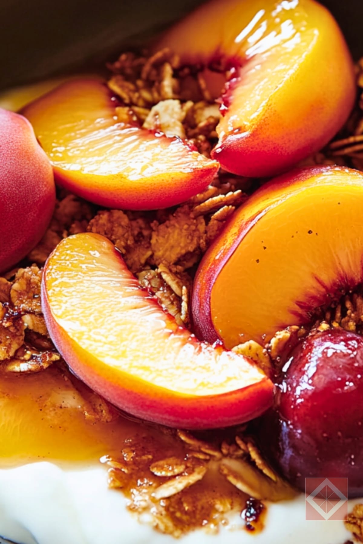 Simple Roasted Stone Fruit Bowl with Granola & Yogurt 5 Simple Roasted Stone Fruit Bowl with Granola & Yogurt - Ginger Roasted Stone Fruit with Yogurt and Granola pin 3 midia