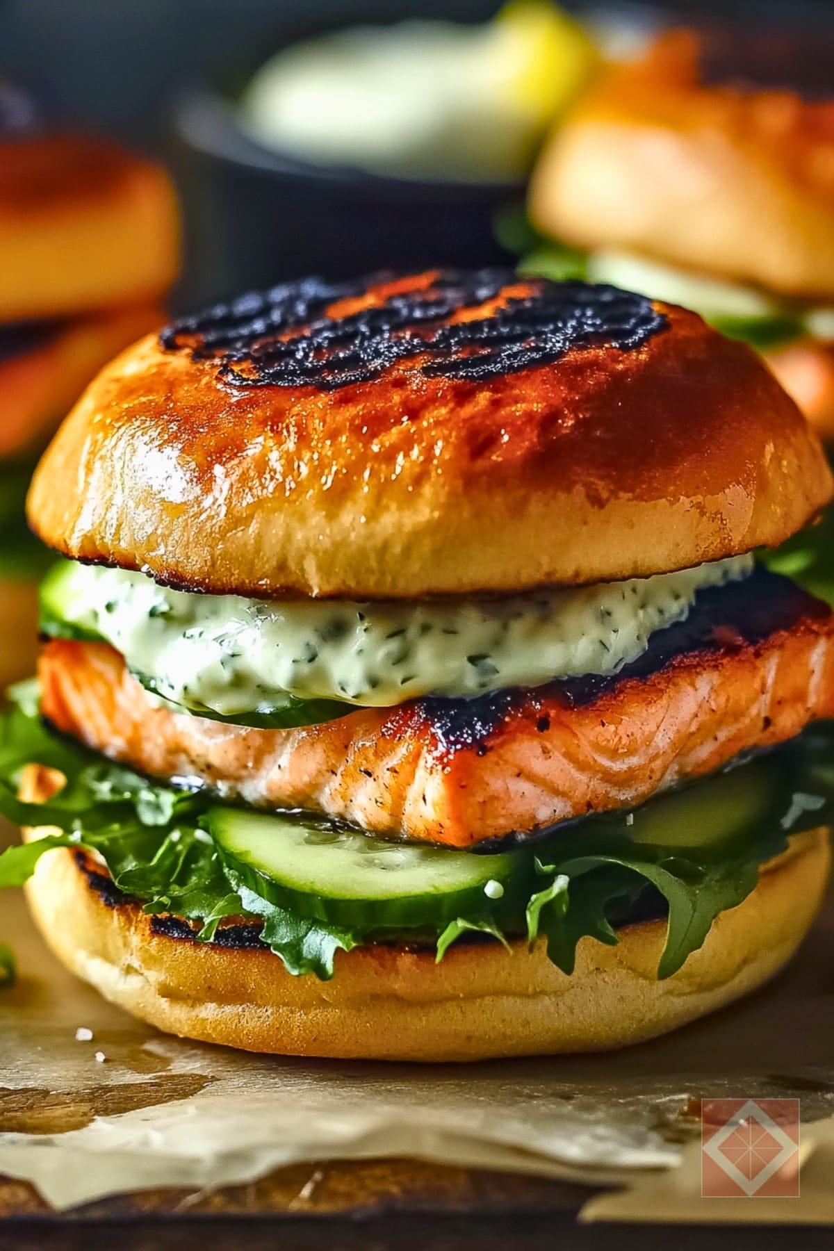 Grilled Salmon Sandwich with Lemon Aioli (Ready in 30 Minutes) 4 Grilled Salmon Sandwich with Lemon Aioli (Ready in 30 Minutes) - Grilled Salmon Sandwiches Recipe with Lemon Aioli pin 2 midia 1