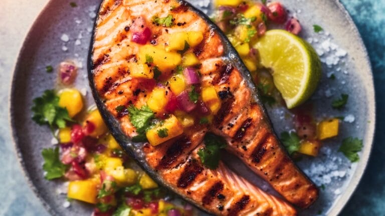 Smoky Grilled Salmon with Sweet & Tangy Salsa 1 Smoky Grilled Salmon with Sweet & Tangy Salsa - Grilled Salmon Steaks with Fruit Salsa midia