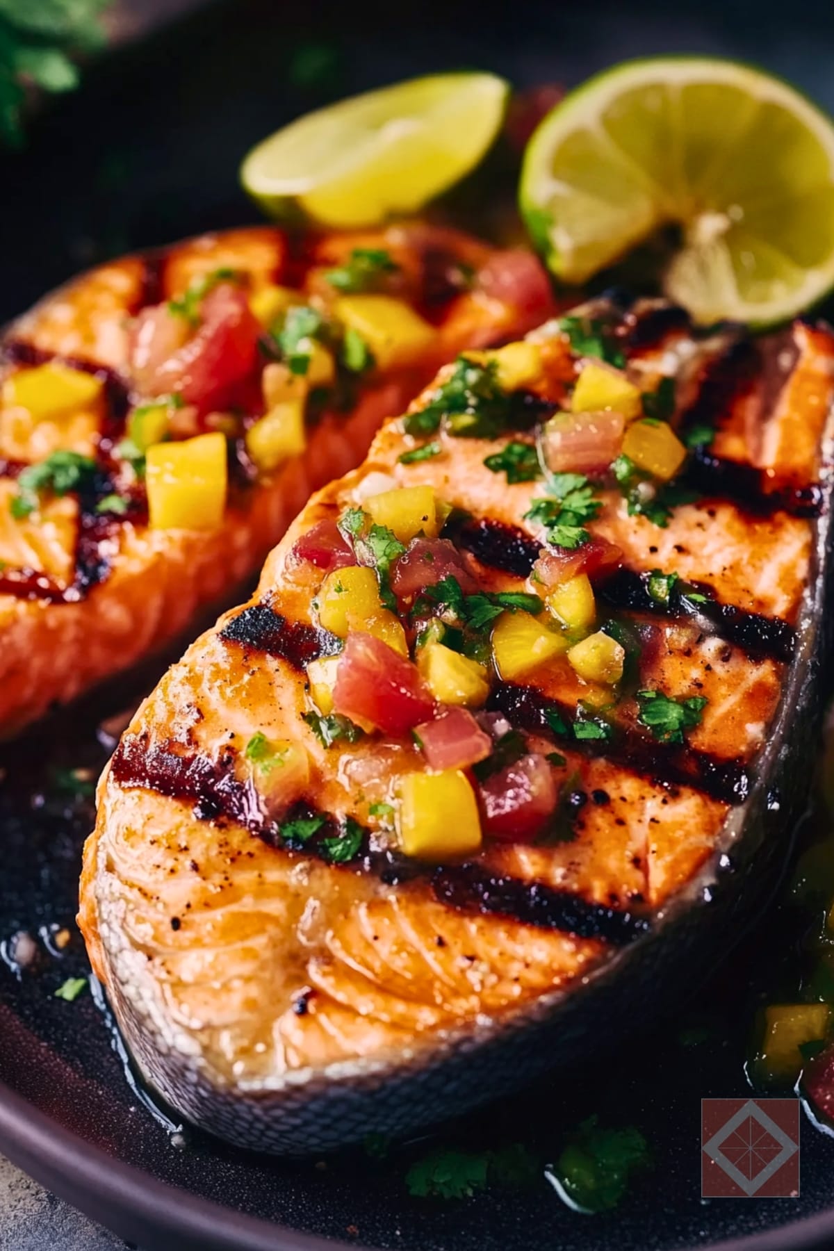 Smoky Grilled Salmon with Sweet & Tangy Salsa 4 Smoky Grilled Salmon with Sweet & Tangy Salsa - Grilled Salmon Steaks with Fruit Salsa pin 2 midia