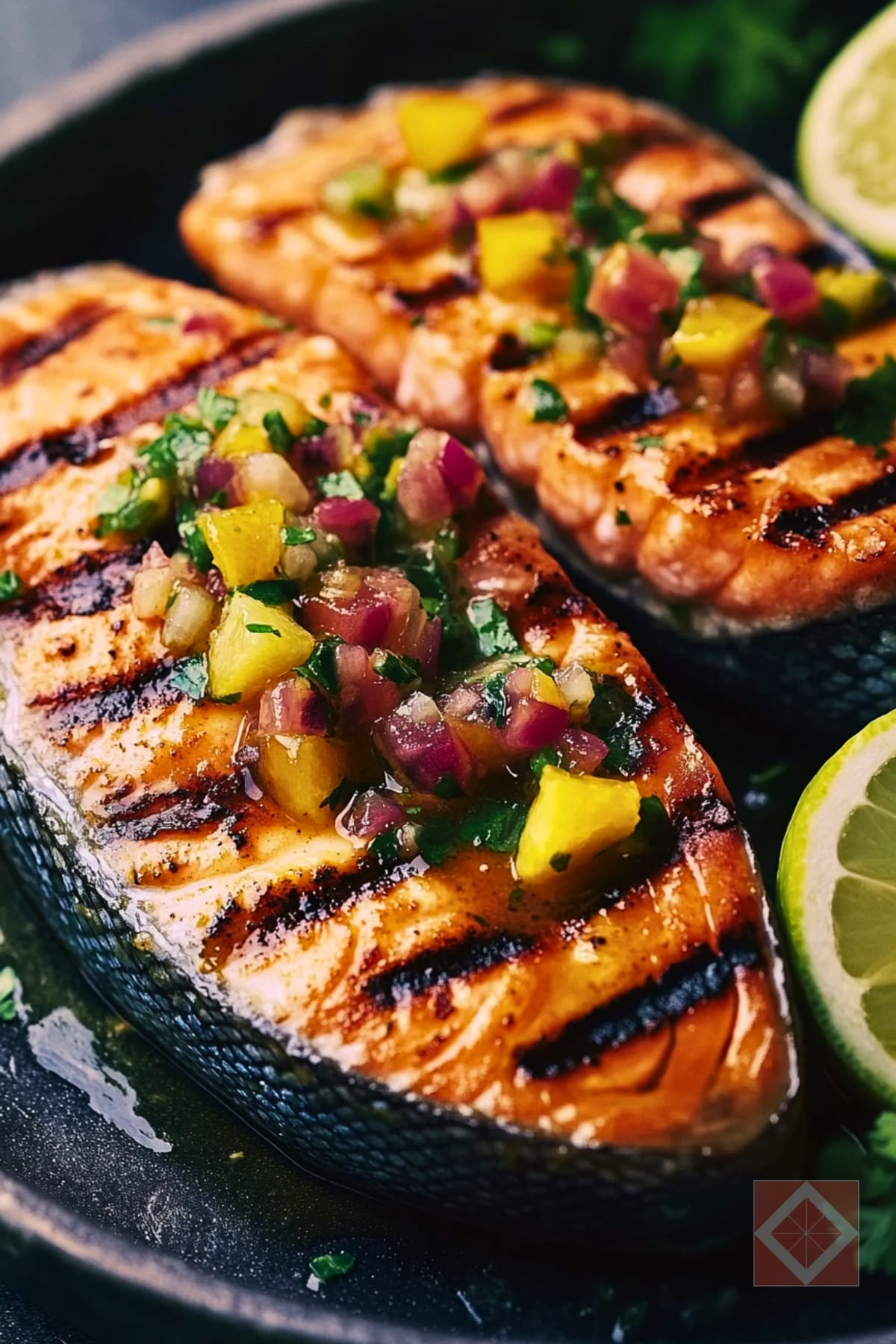 Smoky Grilled Salmon with Sweet & Tangy Salsa 5 Smoky Grilled Salmon with Sweet & Tangy Salsa - Grilled Salmon Steaks with Fruit Salsa pin 3 midia