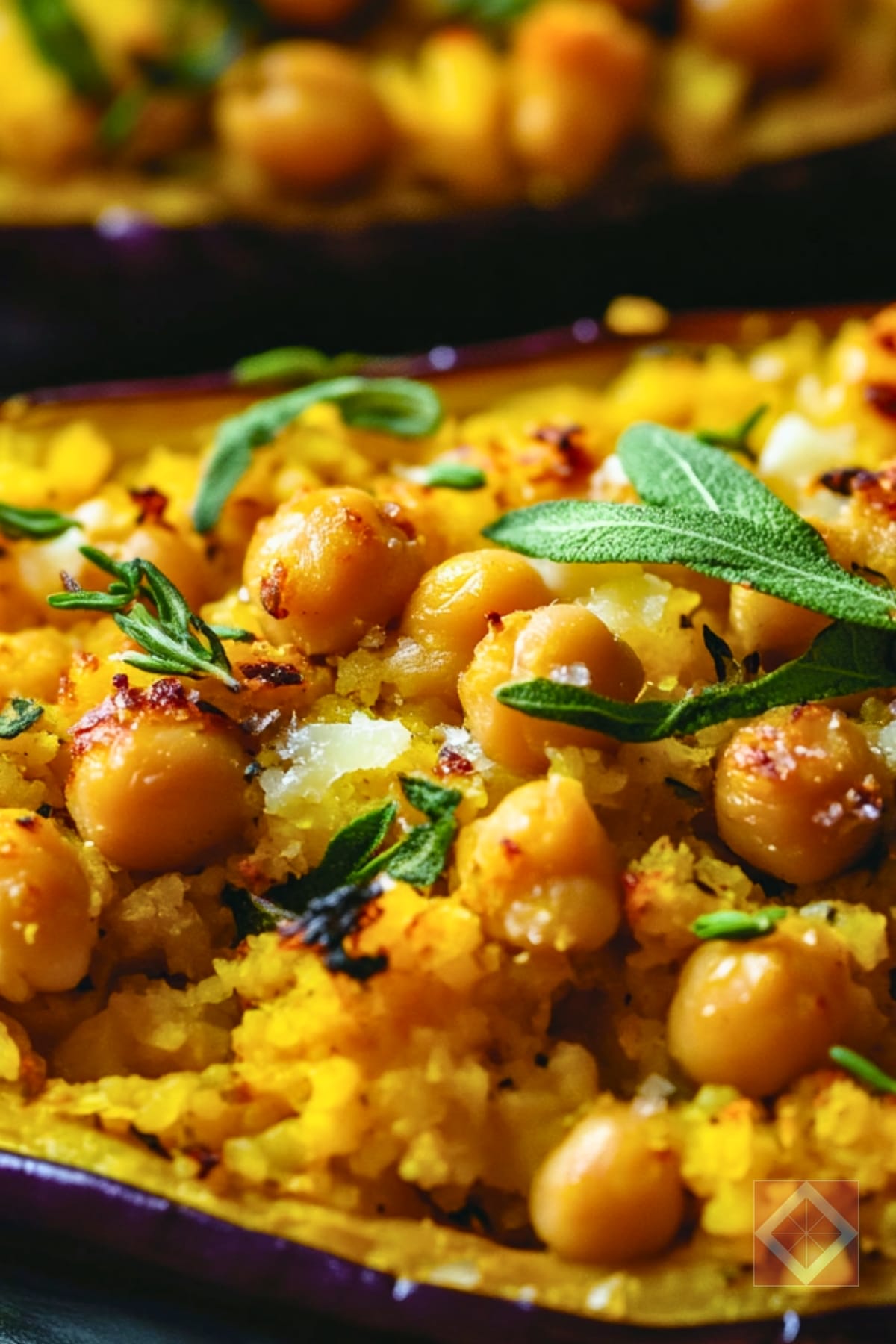 Wholesome Stuffed Eggplant with a Golden Tahini Drizzle 5 Wholesome Stuffed Eggplant with a Golden Tahini Drizzle - Healthy Cauliflower and Chickpea Stuffed Eggplant Recipe with Turmeric Tahini pin 3 midia