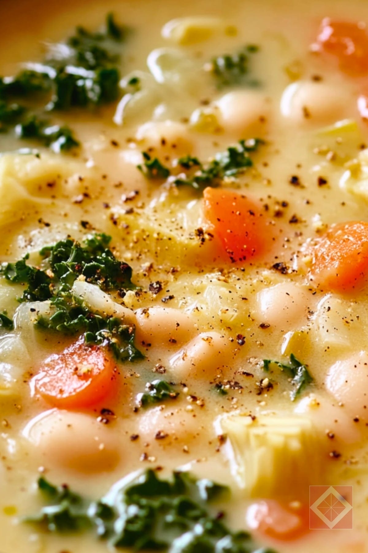 Hearty White Bean & Kale Soup with Artichokes 3 Hearty White Bean & Kale Soup with Artichokes - Healthy Creamy White Bean Artichoke and Kale Soup pin 1 midia