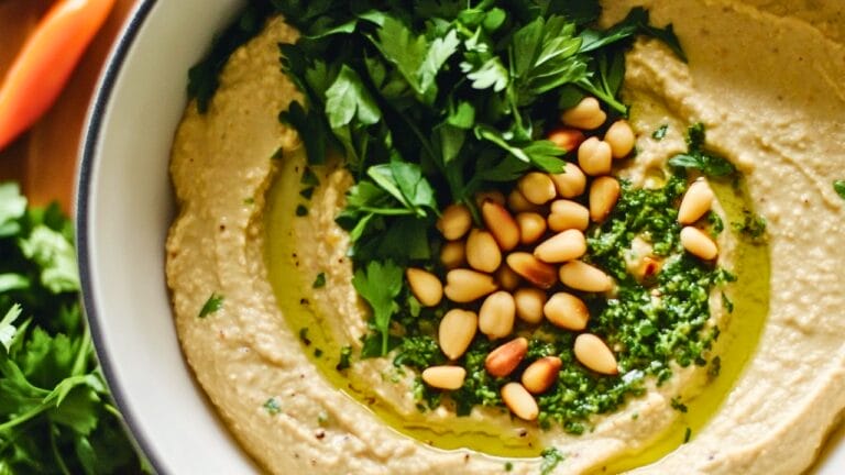 Hummus Recipe to Boost Your Anti-Inflammatory Diet 8 Hummus Recipe to Boost Your Anti-Inflammatory Diet - Hummus with Pine Nuts and Parsley midia