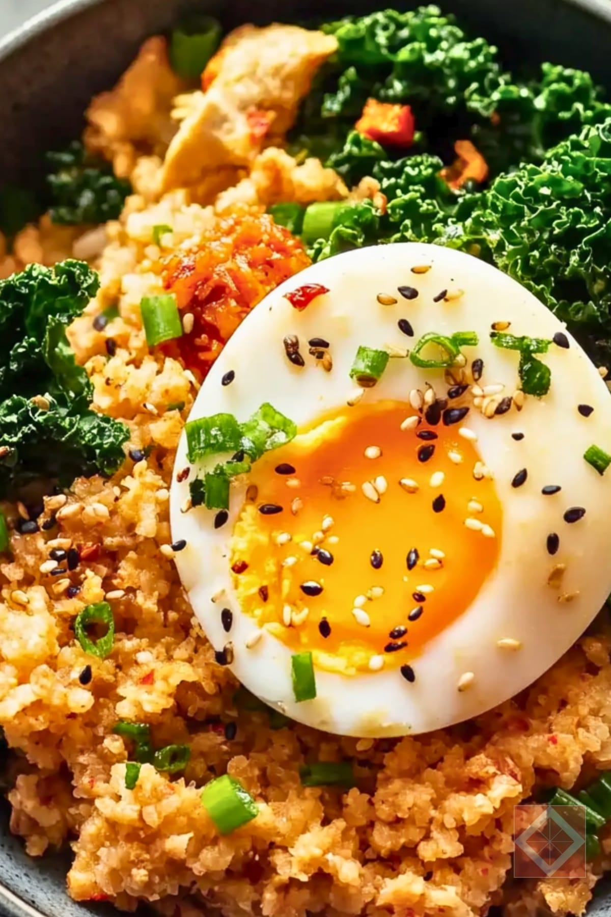 Korean-Inspired Grain Bowl with Kimchi, Kale & Runny Egg 3 Korean-Inspired Grain Bowl with Kimchi, Kale & Runny Egg - Kimchi Grain Bowl pin 2 midia