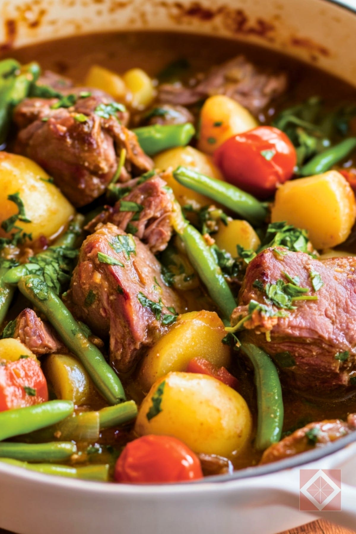 Easy Lamb Stew with Green Beans Tomatoes & Basil One-Pot Recipe 3 Easy Lamb Stew with Green Beans Tomatoes & Basil One-Pot Recipe - Lamb Stew with Green Beans Tomatoes and Basil pin 1 midia