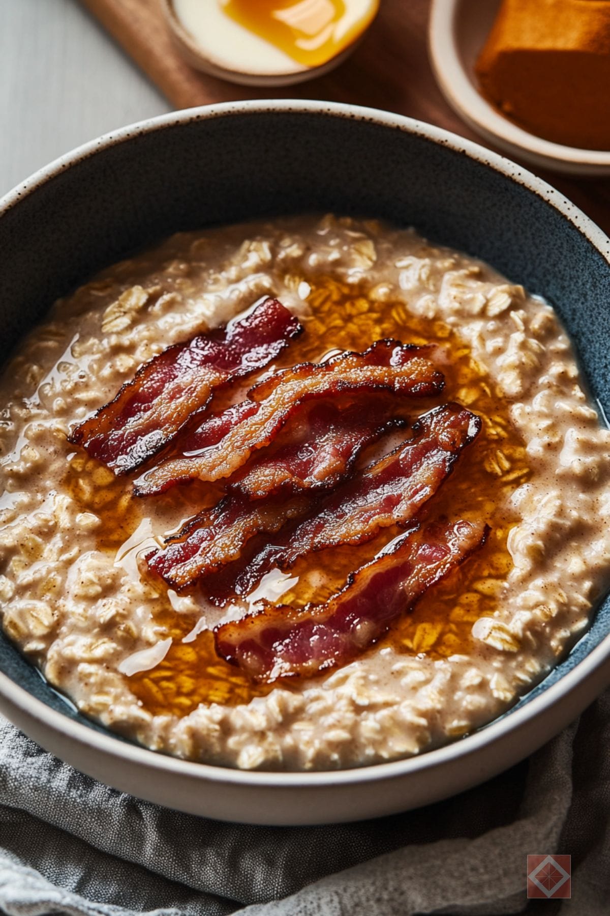 Sweet & Savory Maple-Bacon Oatmeal Recipe 3 Sweet & Savory Maple-Bacon Oatmeal Recipe - Maple Bacon Oatmeal pin 1 midia