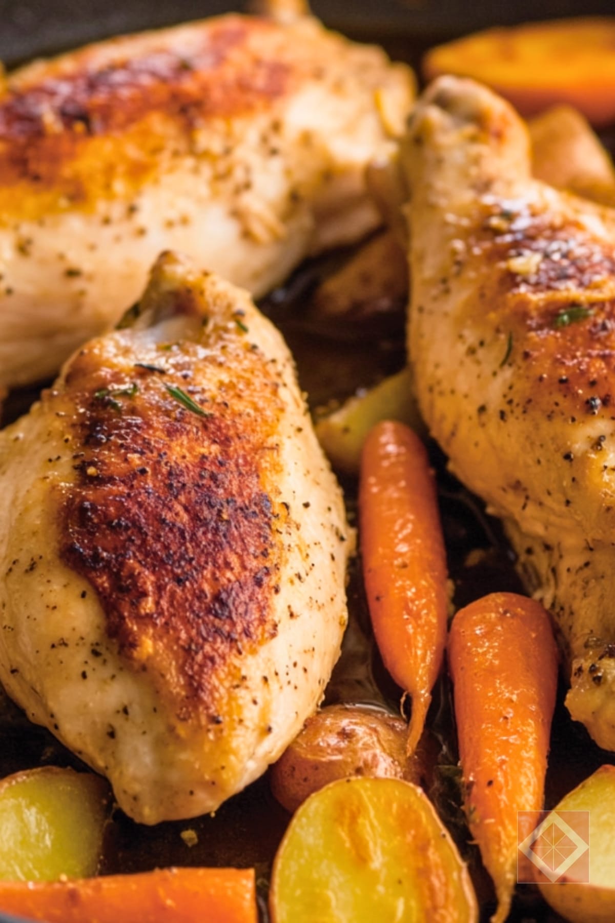 20 Flavor-Packed Poultry One-Pot Recipes That'll Save Your Weeknights 14 20 Flavor-Packed Poultry One-Pot Recipes That'll Save Your Weeknights - Pan Roasted Chicken Breasts and Root Veggies pin 1 midia