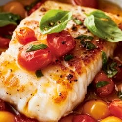 Easy Pan-Seared Cod with White Wine Tomato Butter Sauce 5 Easy Pan-Seared Cod with White Wine Tomato Butter Sauce - Pan Seared Cod Recipe in White Wine Tomato and Butter Sauce midia