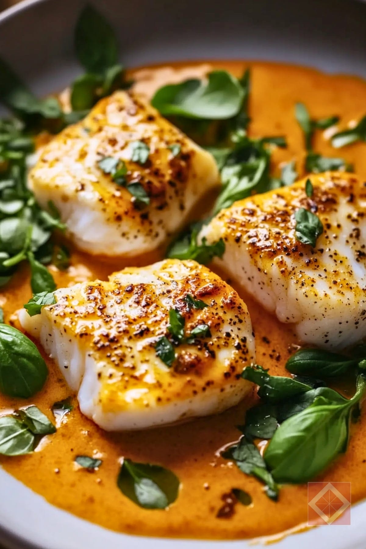 Restaurant-Quality Pan-Seared Cod at Home 3 Restaurant-Quality Pan-Seared Cod at Home - Pan Seared Cod in Romesco Sauce pin 1 midia