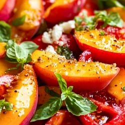 This Peach & Tomato Salad Screams Summer Flavor 5 This Peach & Tomato Salad Screams Summer Flavor - Peach and Tomato Salad midia