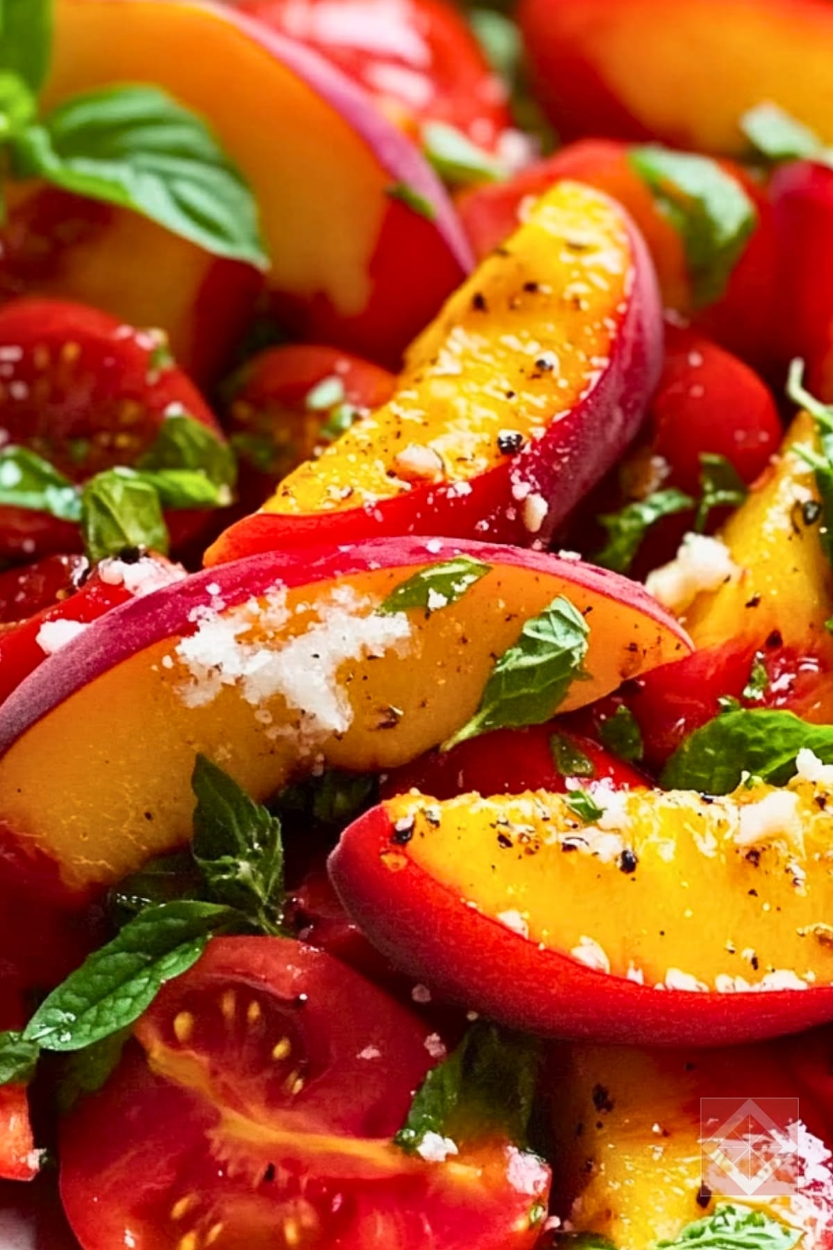 This Peach & Tomato Salad Screams Summer Flavor 3 This Peach & Tomato Salad Screams Summer Flavor - Peach and Tomato Salad pin 1 midia