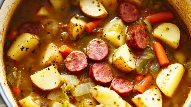 Simple Pork Stew with Sausage, Potatoes & Cabbage One-Pot Recipe 4 Simple Pork Stew with Sausage, Potatoes & Cabbage One-Pot Recipe - Pork Stew with Sausage Potatoes and Cabbage midia