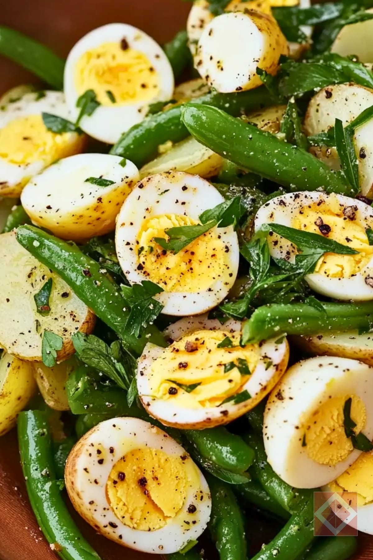 This Potato Salad Ditches Mayo—and Tastes Even Better 3 This Potato Salad Ditches Mayo—and Tastes Even Better - Potato Green Bean and Egg Salad with Red Wine Vinaigrette pin 1 midia