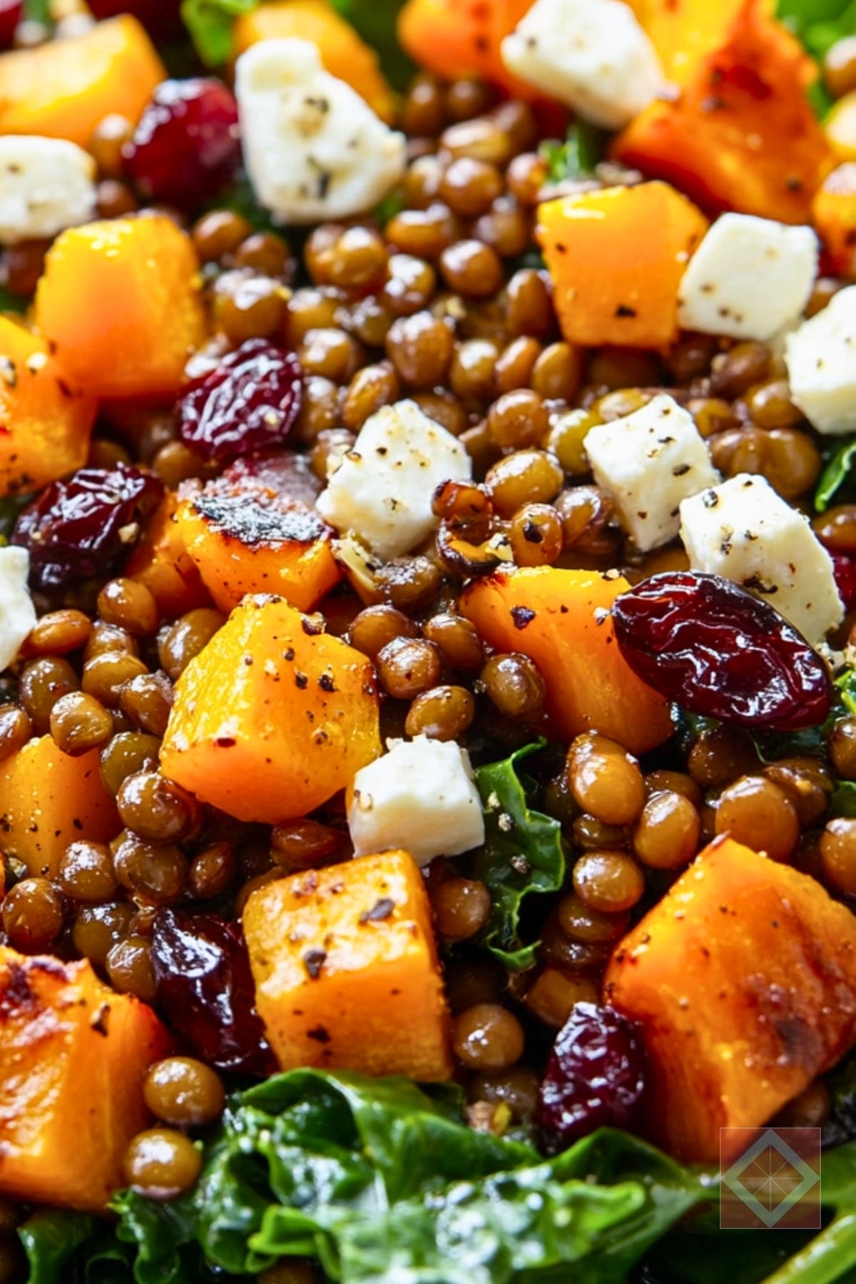 Warm & Hearty Butternut Squash Salad Recipe 2 Warm & Hearty Butternut Squash Salad Recipe - Roasted Butternut Squash Kale and Lentil Salad with Maple Balsamic Vinaigrette pin 1 midia