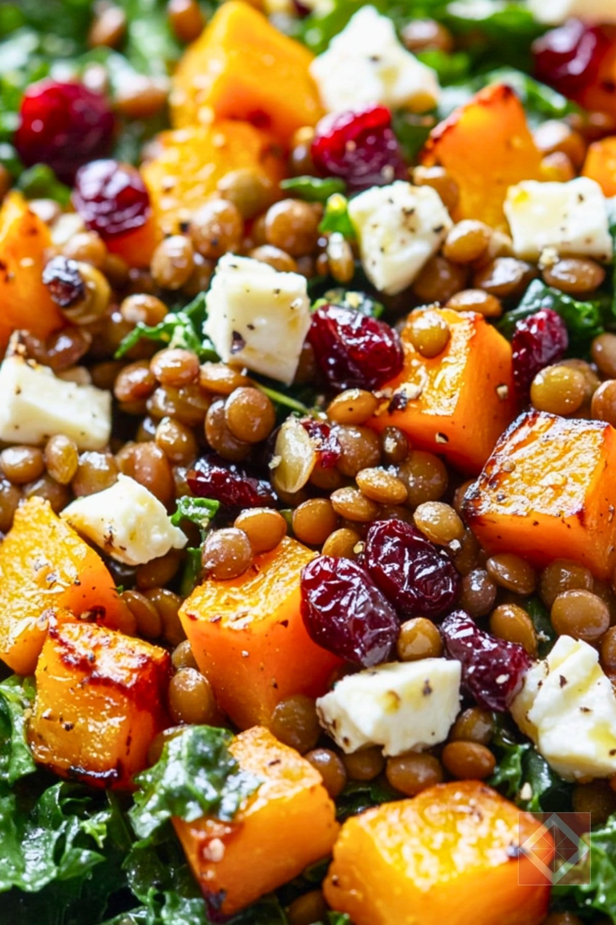 Warm & Hearty Butternut Squash Salad Recipe 3 Warm & Hearty Butternut Squash Salad Recipe - Roasted Butternut Squash Kale and Lentil Salad with Maple Balsamic Vinaigrette pin 2 midia