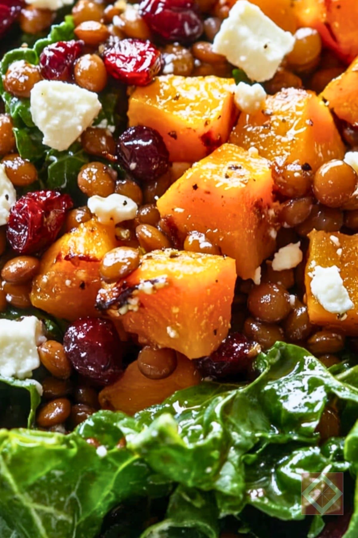 Warm & Hearty Butternut Squash Salad Recipe 4 Warm & Hearty Butternut Squash Salad Recipe - Roasted Butternut Squash Kale and Lentil Salad with Maple Balsamic Vinaigrette pin 3 midia