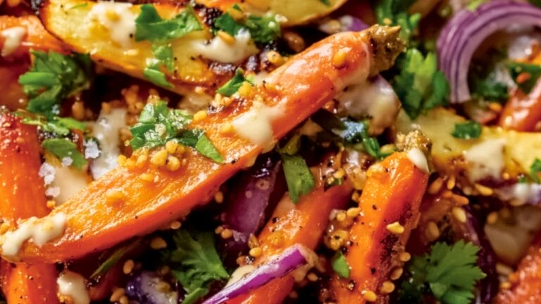 Healthy Lemon Tahini Vegetable Salad 3 Healthy Lemon Tahini Vegetable Salad - Roasted Carrot and Parsnip Salad with Lemon Tahini Dressing midia