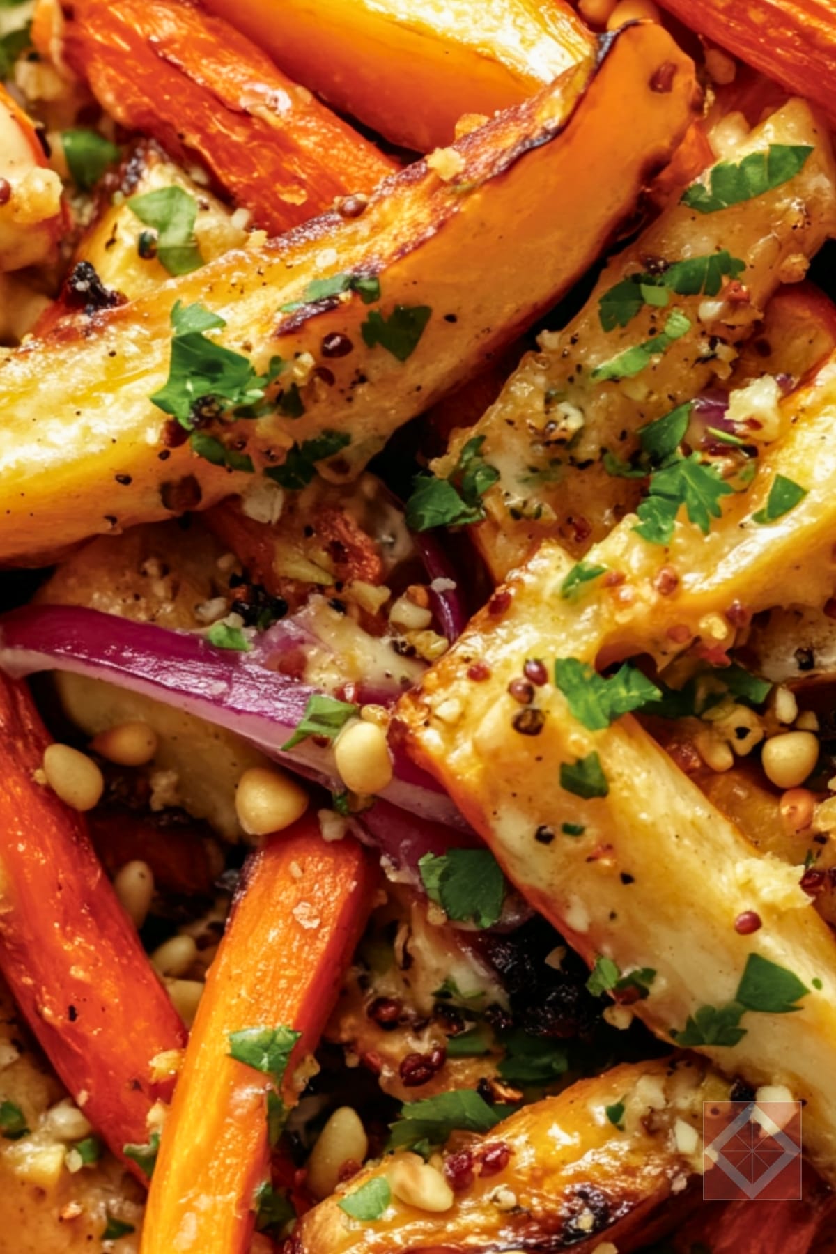 Healthy Lemon Tahini Vegetable Salad 2 Healthy Lemon Tahini Vegetable Salad - Roasted Carrot and Parsnip Salad with Lemon Tahini Dressing pin 1 midia