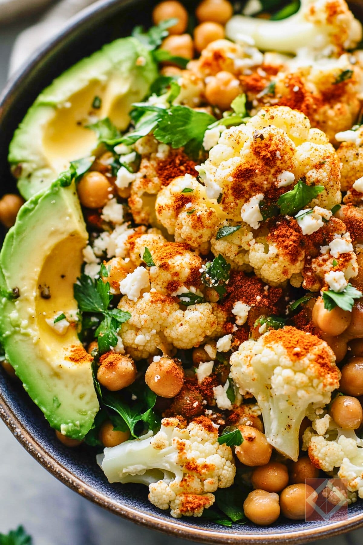 Healthy Dinner Salad with Cauliflower, Chickpeas & Tahini 3 Healthy Dinner Salad with Cauliflower, Chickpeas & Tahini - Roasted Cauliflower Salad with Chickpeas Tahini and Avocado pin 2 midia