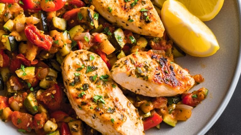 Simple Roasted Chicken Breasts with Ratatouille One-Pot Recipe Feast 4 Simple Roasted Chicken Breasts with Ratatouille One-Pot Recipe Feast - Roasted Chicken Breasts with Ratatouille midia