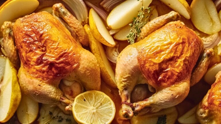 Two Roasted Chickens: A Time-Saving & Healthy Dinner Solution 5 Two Roasted Chickens: A Time-Saving & Healthy Dinner Solution - Roasted Chicken with Fennel Pear and Onion midia