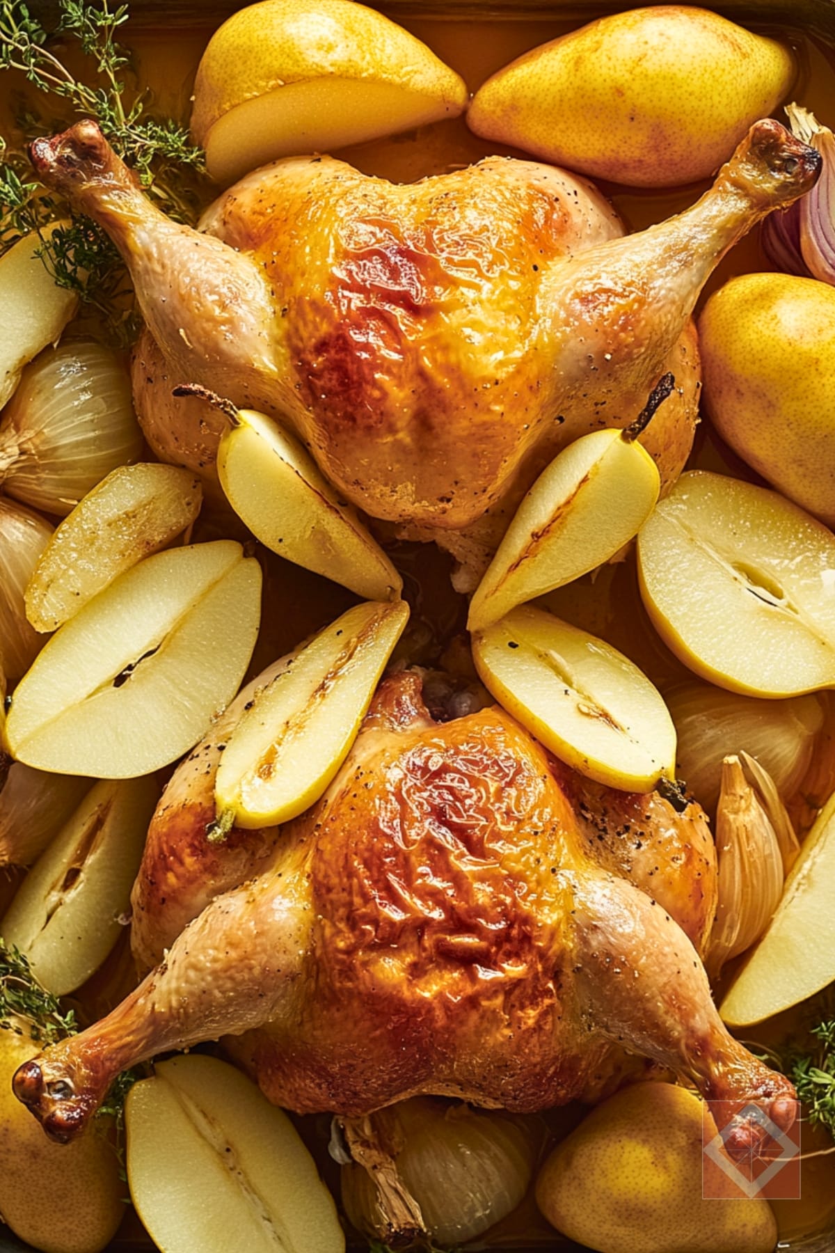 Two Roasted Chickens: A Time-Saving & Healthy Dinner Solution 3 Two Roasted Chickens: A Time-Saving & Healthy Dinner Solution - Roasted Chicken with Fennel Pear and Onion pin 1 midia