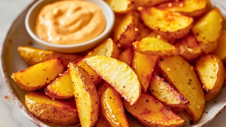 Crispy Roasted Potato Wedges with Sriracha Aioli: Your New Favorite Comfort Food with a Kick - Roasted Potato Wedges with Sriracha Aioli midia
