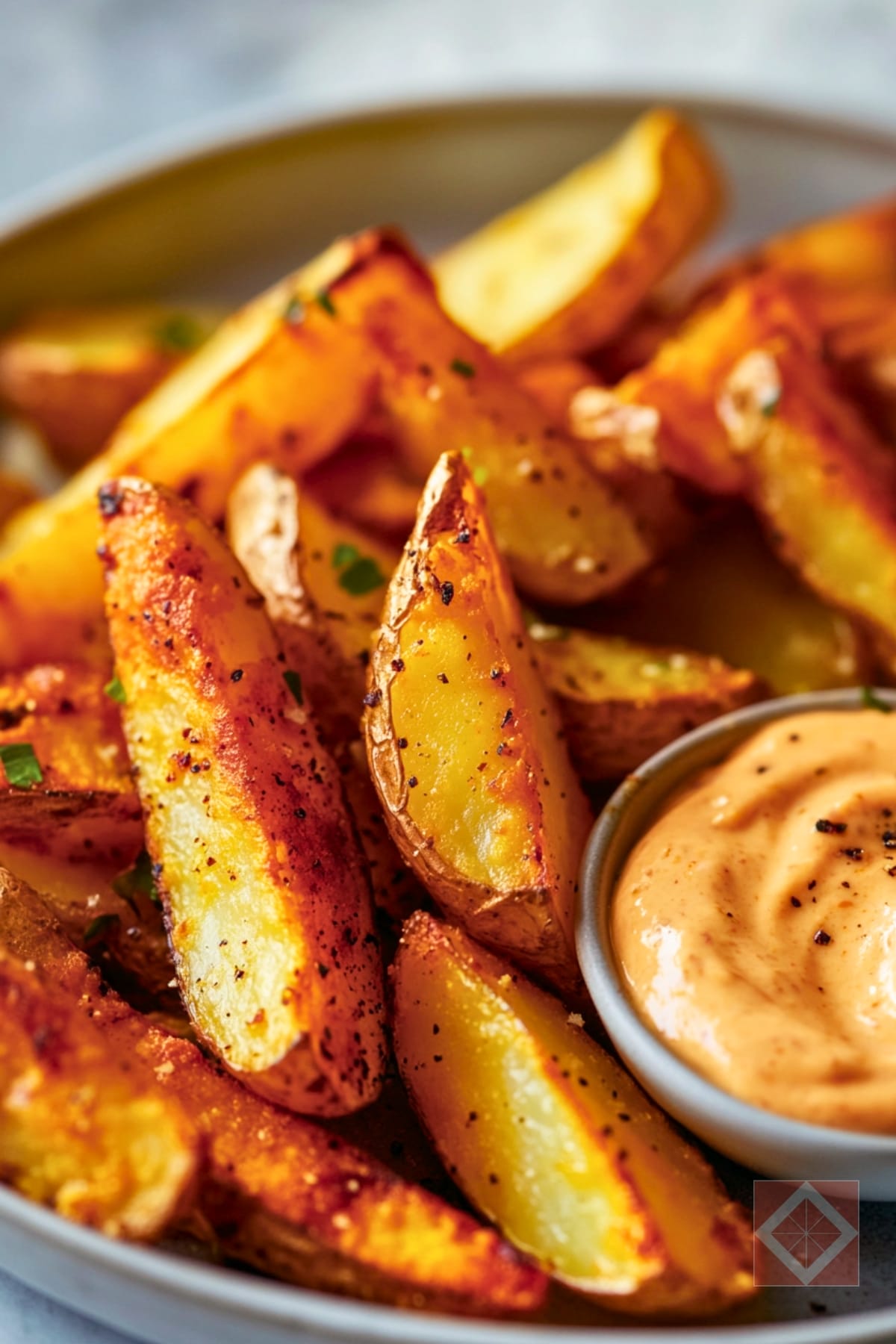 Crispy Roasted Potato Wedges with Sriracha Aioli: Your New Favorite Comfort Food with a Kick 4 Crispy Roasted Potato Wedges with Sriracha Aioli: Your New Favorite Comfort Food with a Kick - Roasted Potato Wedges with Sriracha Aioli pin 2 midia