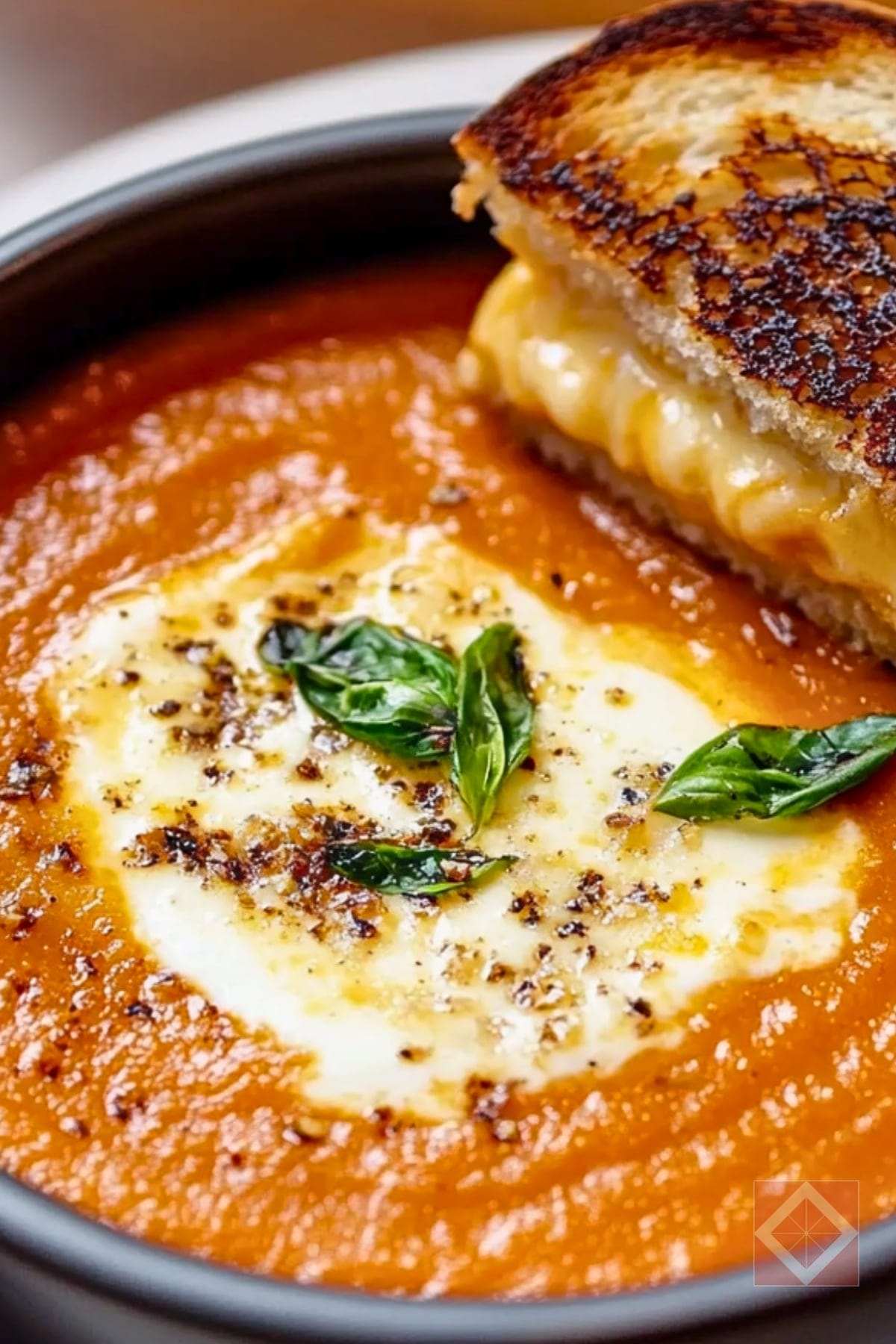 Creamy Roasted Tomato Soup & Cheesy Sandwiches Made Easy 4 Creamy Roasted Tomato Soup & Cheesy Sandwiches Made Easy - Roasted Tomato Soup Recipe with Baked Grilled Cheese pin 2 midia