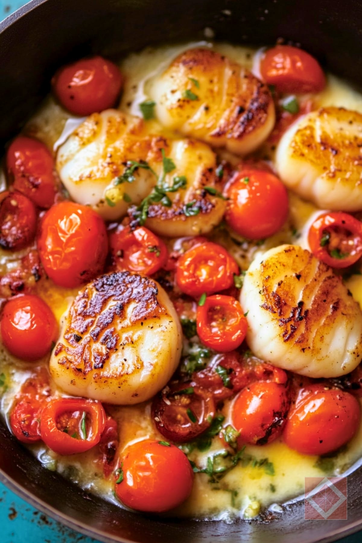 Mediterranean-Style Scallops with Burst Tomatoes 4 Mediterranean-Style Scallops with Burst Tomatoes - Scallops with Burst Tomatoes pin 3 midia