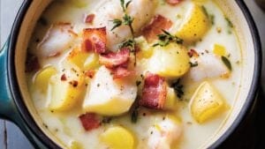 Smoky Fish & Potato Chowder with Bacon, Leeks & Vermouth 1 Smoky Fish & Potato Chowder with Bacon, Leeks & Vermouth - Smoky Chowder midia