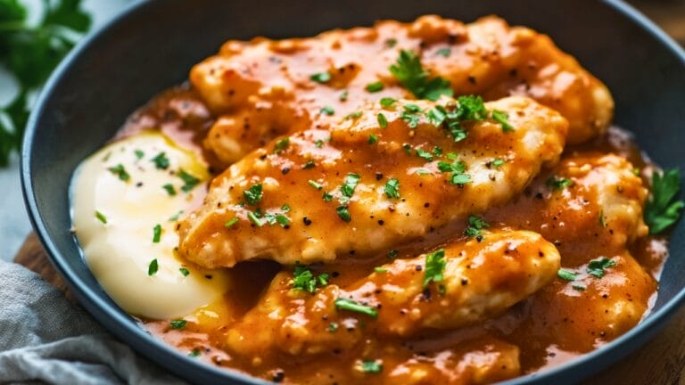 Easy & Juicy Chicken Tenders in Creamy Gravy 9 Easy & Juicy Chicken Tenders in Creamy Gravy - Smothered Chicken Tenders midia
