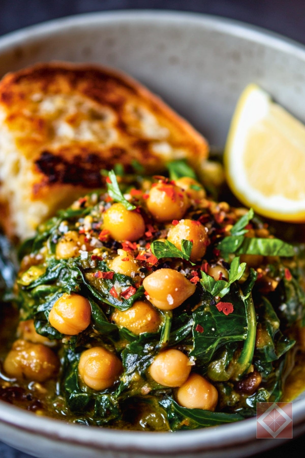 Olive Oil-Braised Chickpeas with Swiss Chard and a Hit of Lemon 3 Olive Oil-Braised Chickpeas with Swiss Chard and a Hit of Lemon - Spiced Chickpeas and Chard pin 1 midia