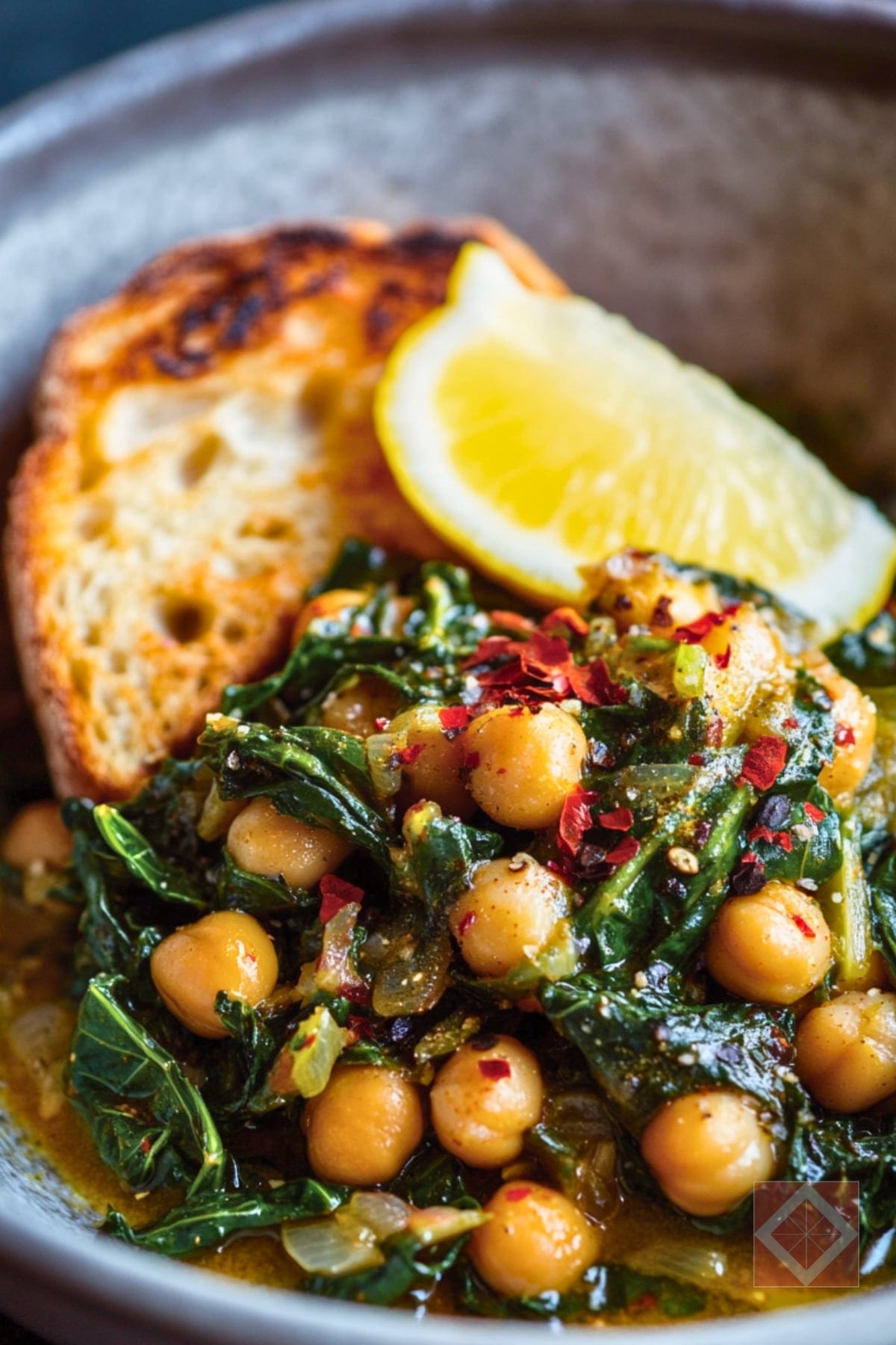 Olive Oil-Braised Chickpeas with Swiss Chard and a Hit of Lemon 4 Olive Oil-Braised Chickpeas with Swiss Chard and a Hit of Lemon - Spiced Chickpeas and Chard pin 2 midia