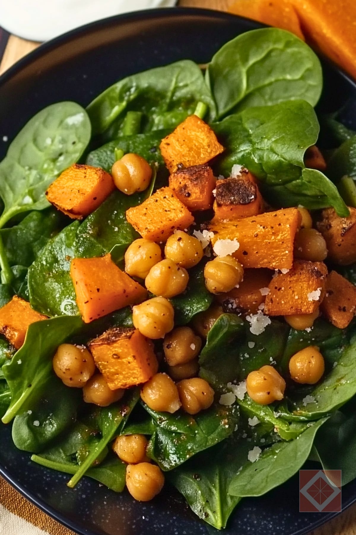 Hearty Spinach Salad with Roasted Chickpeas & Veggies 4 Hearty Spinach Salad with Roasted Chickpeas & Veggies - Spinach Salad with Roasted Chickpeas and Veggies pin 2 midia