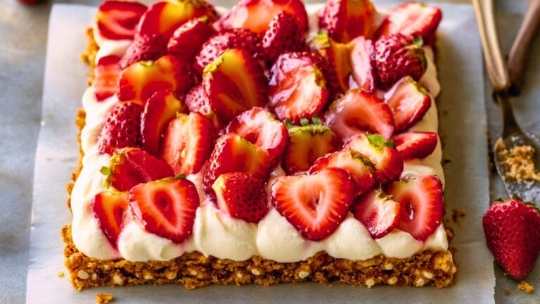Sweet & Salty Strawberry Pretzel Tart Perfection 1 Sweet & Salty Strawberry Pretzel Tart Perfection - Strawberry Pretzel Tart midia