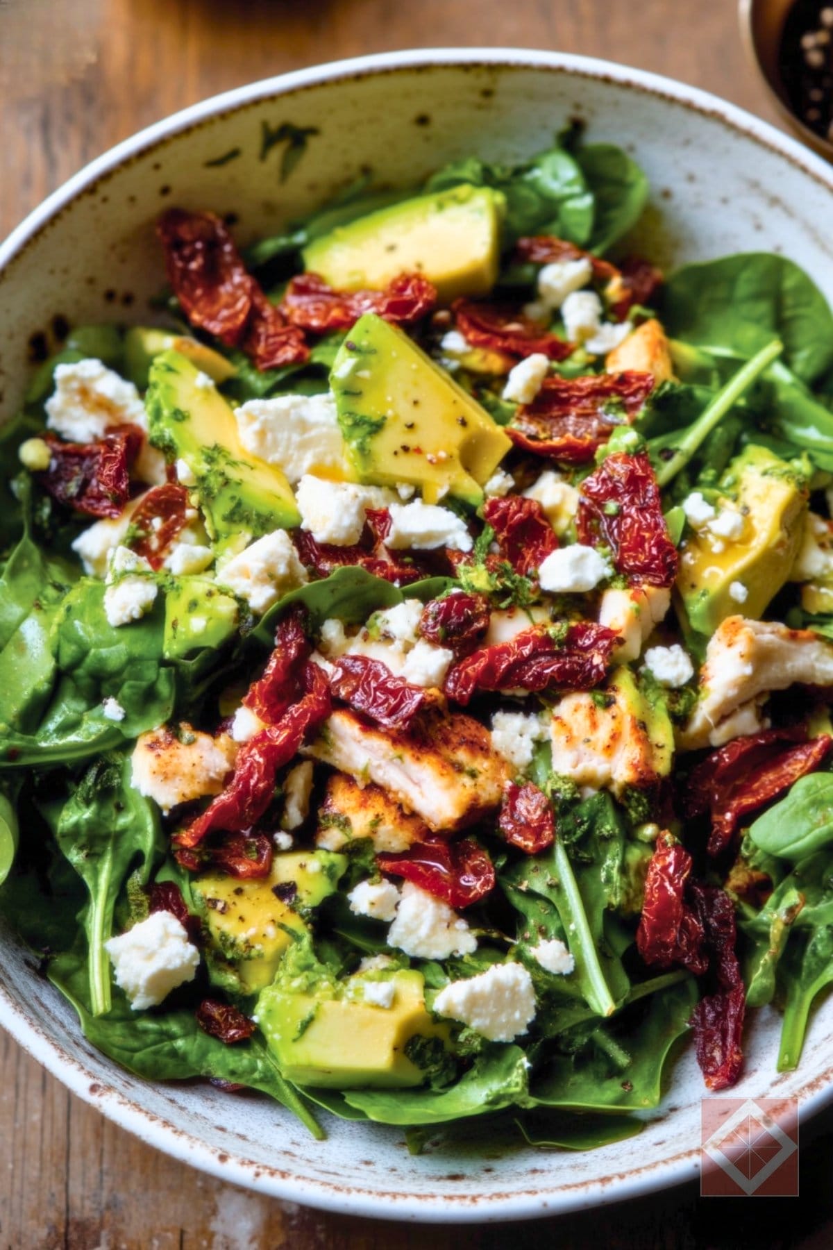 Mediterranean-Inspired Avocado & Sun-Dried Tomato Salad Recipe 3 Mediterranean-Inspired Avocado & Sun-Dried Tomato Salad Recipe - Sun Dried Tomato and Avocado Salad with Chicken pin 2 midia 1