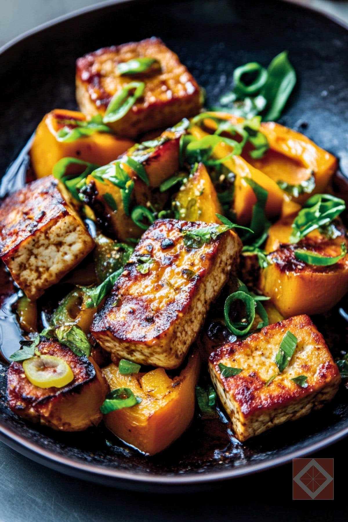 Sweet & Spicy Tofu Dinner with Roasted Squash - Sweet and Spicy Tofu pin 1 midia