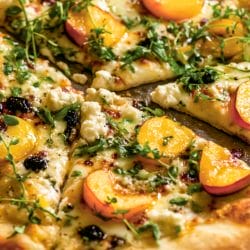 Mediterranean-Inspired White Pizza with Balsamic Drizzle Recipe 4 Mediterranean-Inspired White Pizza with Balsamic Drizzle Recipe - Three Cheese and Nectarine White Pizza midia