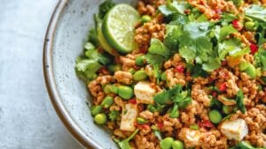 Quick and Easy Tofu Dinner with Edamame & Fresh Herbs 1 Quick and Easy Tofu Dinner with Edamame & Fresh Herbs - Tofu Dinner midia