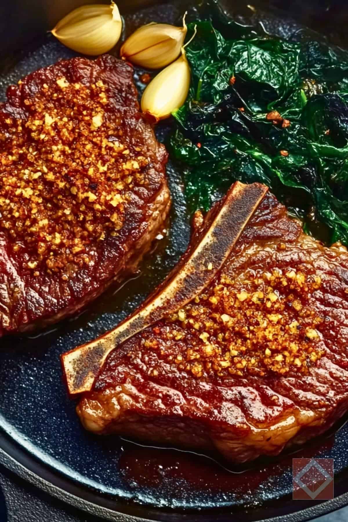 13 Quick Dinner Recipes You Can Make in 15 Minutes 2 13 Quick Dinner Recipes You Can Make in 15 Minutes - Butter Basted Cast Iron Ribeye Recipe Swiss Chard with Garlicky Crunchies pin 1 midia 1