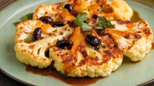 Oven-Roasted Cauliflower Steaks with a Citrusy Kick: DASH Diet 1 Oven-Roasted Cauliflower Steaks with a Citrusy Kick: DASH Diet - Cauliflower Steaks with Olive Citrus Sauce midia